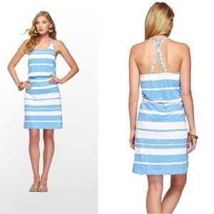 Lilly Pulitzer Lockwood Dress in Tide Blue Lazy Days Stripe Size XS Knot Straps